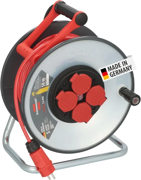 Brennenstuhl Professionalline Steelcore Serisi Bremaxx Ip44 5 Yıl Ip44 Çelik Tambur 50 Metre Makaralı Kablo H07Bq-F 3G1.5 ürün görseli 1