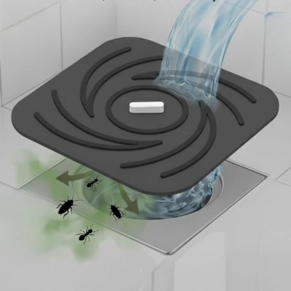 Beyli̇ni̇ Kötü Koku Böcek Önleyici Gider Tıpası Lavabo Balkon Tuvalet Gider Kapatıcı Kapak Silikon (Gri-Gri) ürün görseli 1