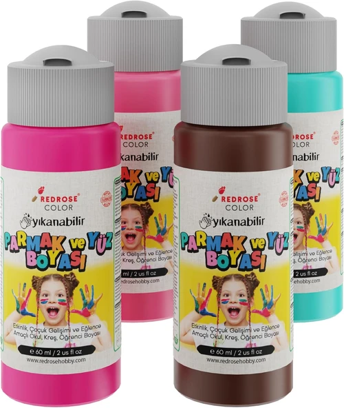 Red Tamamlayıcı Renkler Parmak Boyası 4'Lü Set 4X60 Ml ürün görseli 1