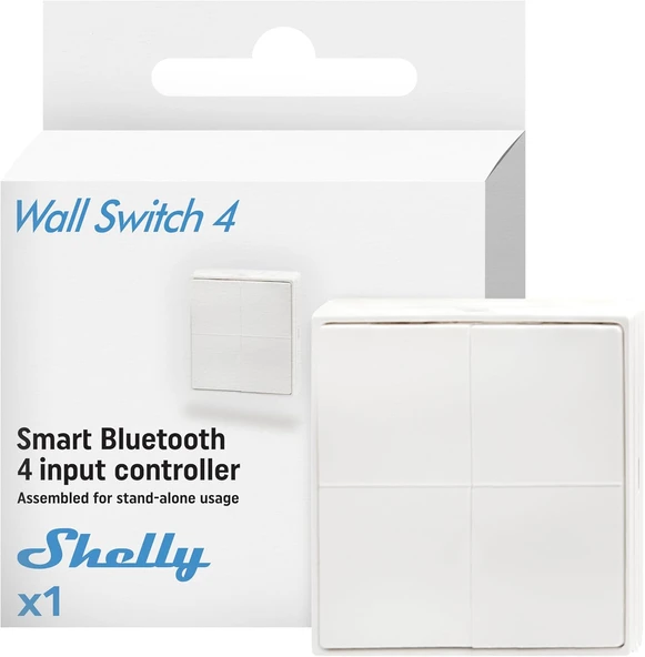 Shelly Blu Wall Switch 4 Stand-Alone – Bluetooth Şalter, Kablosuz, Uzaktan Kumanda, Çoklu Tıklama, Şifreleme, Uzun Pil Ömrü, Assistant Ile Uyumlu, Ios Android Uygulaması ürün görseli 1