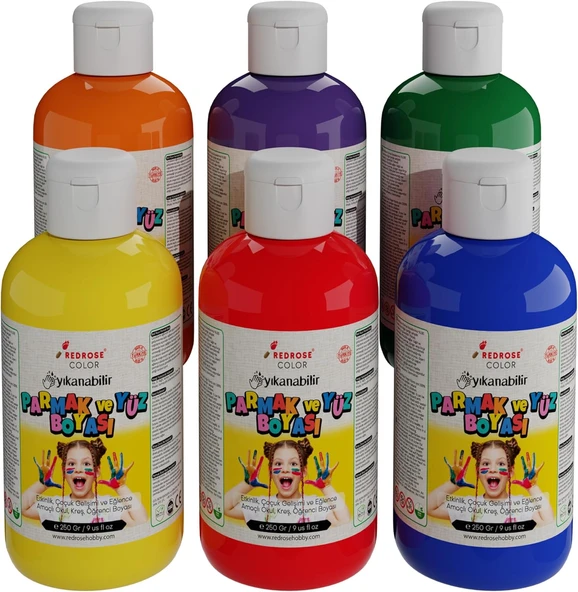 Red Ara Renkler Parmak Boyası 6'Lı Set 6X250 Gr ürün görseli 1