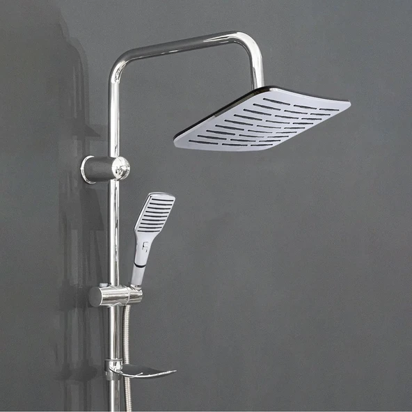Robot Tepe Duş Seti Takımı Shower Yağmurlama Dikdörtgen Banyo Masaj Duş Başlığı Sistemi Krom ürün görseli 1