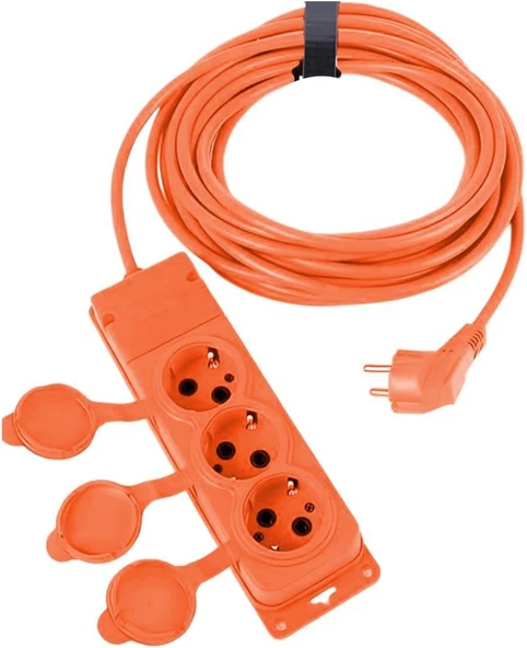 Monofaze Cca Uzatma Kablosu 3X2.5 Mm Çoğaltıcı Seyyar Topraklı Kapaklı 3'Lü Grup Priz Fiş 20 Metre ürün görseli 1