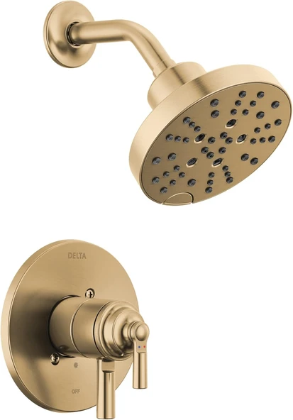 Faucet Saylor 17 Serisi Altın Duş Vanası Trim Kiti, H2Okinetic Duş Başlığı, Duş Sistemi, Duş Bataryası Seti, Duş Başlığı Kulp, Şampanya Bronz T17235-Cz (Valf Dahil Değildir) ürün görseli 1