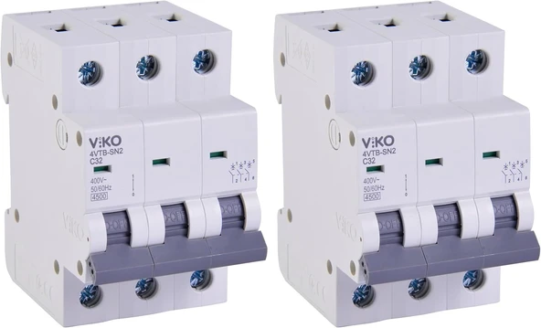 4Vtb-3C32 Otomatik Sigorta 4,5Ka C Tipi 3 Kutup 32A (2 Paketi) ürün görseli 1