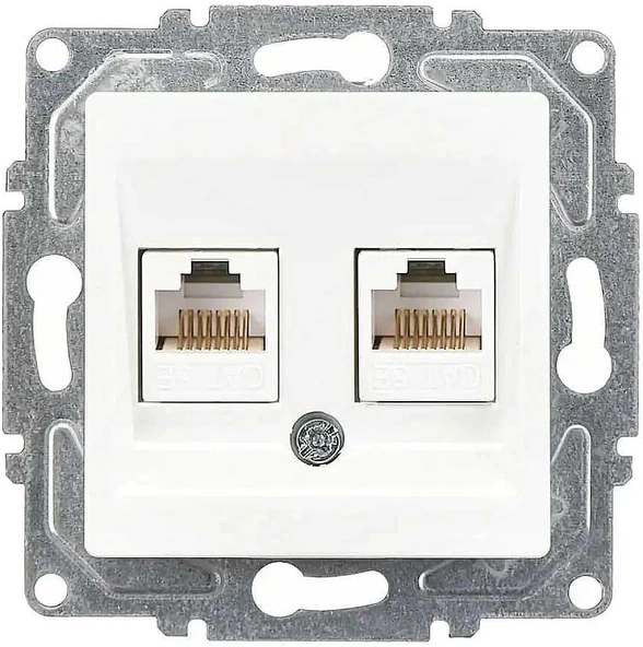 Eqona Radius Neoline İkili Data Prizi (2 X Rj45 Cat5E), Beyaz (Mekanizma + Tuşkapak) ürün görseli 1
