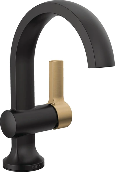 Musluk Albion Tek Delikli Banyo Bataryası, Siyah/Altın Tek Kolu Banyo Bataryası, Banyo Lavabo Bataryası, Metal Push Pop-Up Tahliye Grubu, Mat Siyah/Şampanya Bronz 15855Lf-Gz ürün görseli 1