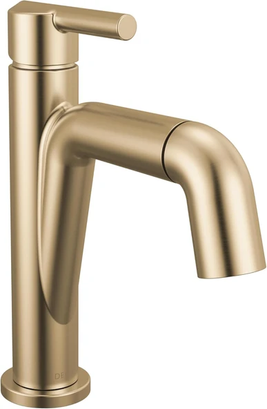 Musluk Nicoli Pull-Down Tek Delikli Banyo Bataryası, Altın Banyo Lavabo Bataryası, Püskürtücülü Banyo Bataryası, Tek Kolu Banyo Bataryası, Şampanya Bronz 15849Lf-Czpd ürün görseli 1