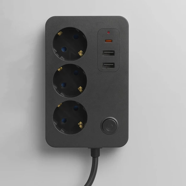 3 Prizli 3 Usb Girişli Çocuk Akım Korumalı Topraklı Golyat Grup Şarj Fiş Priz 2 Metre Uzatma Kablosu ürün görseli 1