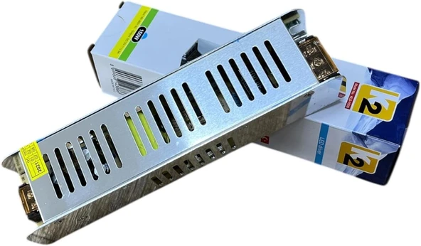 150W 12V Led Trafo Adaptör | 12,5A Güç Kaynağı | Şerit Led, Güvenlik Kamerası Cctv Uyumlu | 19X4,5X3,5 Cm | 220V Giriş ürün görseli 1
