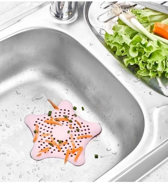 Seahome Vantuzlu Silikon Kaymaz Yıldız Lavabo Küvet Süzgeci Yıldız Süzgeç Pembe Renk Sea114P ürün görseli 1