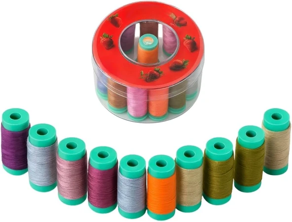 Dikiş İpliği Seti – 120 Numara Polyester, 12 Renkli 4 Cm Bobin | Dayanıklı, Parlak Yüksek Kaliteli Dikiş İpi ürün görseli 1