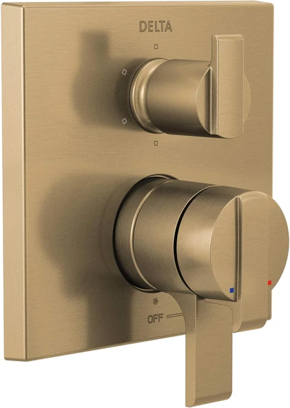 Faucet T27967-Cz Açısal Monitör 17 Serisi Valf 6 Ayar Entegre Duş Trimi, Saptırıcılı, Şampanya Bronz ürün görseli 1