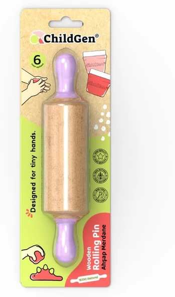 Childgen Doğal Ahşap Merdane Lila ürün görseli 1