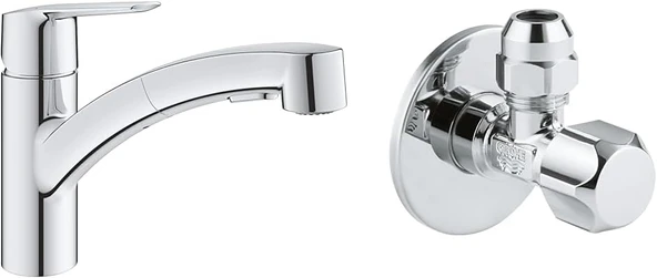 Grohe Start Spiralli Eviye Bataryası Krom + 2 Adet 55Mm Ara Musluk Seti ürün görseli 1