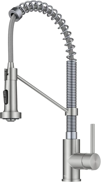 Kraus Kpf-1610Ssch Bolden 45,7 Cm Ticari Mutfak Armatürü, Çift Fonksiyonlu, Uzatılabilir Püskürtme Başlığı, Tüm Brite Kaplama, Paslanmaz Çelik/Krom ürün görseli 1