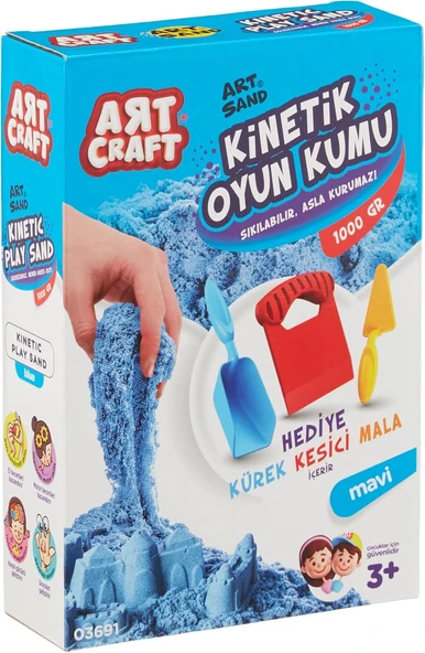 03691 Aksesuarlı Kinetik Oyun Kumu, Mavi, 1000 Gr ürün görseli 1