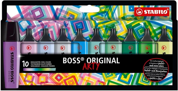 Stabilo Arty - Fosforlu Kalem - 10'Lu Paket - 10 Farklı Soğuk Renkler ürün görseli 1