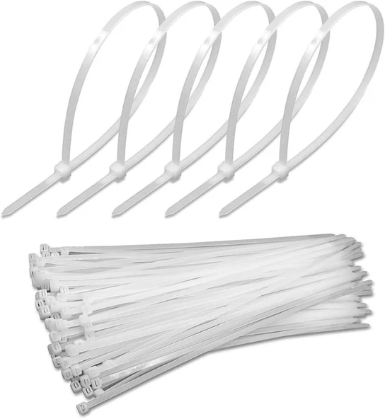 Cırt Kelepçe Plastik Beyaz Renk Kablo Zip Bağı Çok Amaçlı Bağlama 3.6X150 Mm 100 'Lü Paket ürün görseli 1