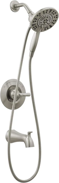 Faucet Arvo 14 Serisi Tek Saplı Küvet Duş Seti Seti Duş Bataryası 4 Püskürtme Girişli 2'Si 1 Arada Çift El Hortumlu Duş Başlığı, Spotshield Paslanmaz 144840-Sp-I (Valf Dahildir) ürün görseli 1