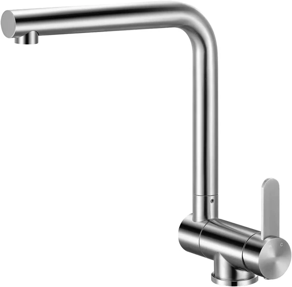 Crauf Pesce 4060 Fold 90° Eğilebilir Katlanabilir Pencere Önü Mutfak Evye Bataryası L Tipi Platinum Stain İnox ürün görseli 1