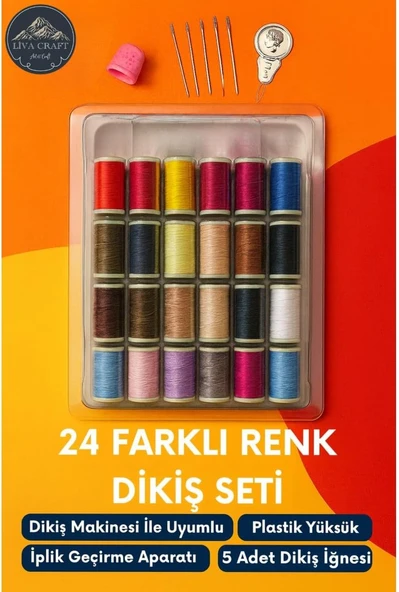 Dikiş Seti 24 Renkli – Iğne, Yüksük Iplik Geçirici Ile ürün görseli 1