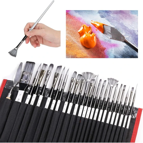 Hannah 24 Parça Siyah Çantalı Sanat Fırçası Seti ürün görseli 1