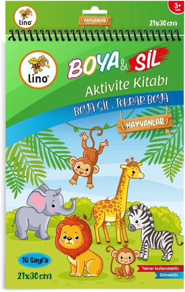 Lino Boya Sil Aktivite Boyama Kitabı Hayvanlar A4 Ebat ürün görseli 1
