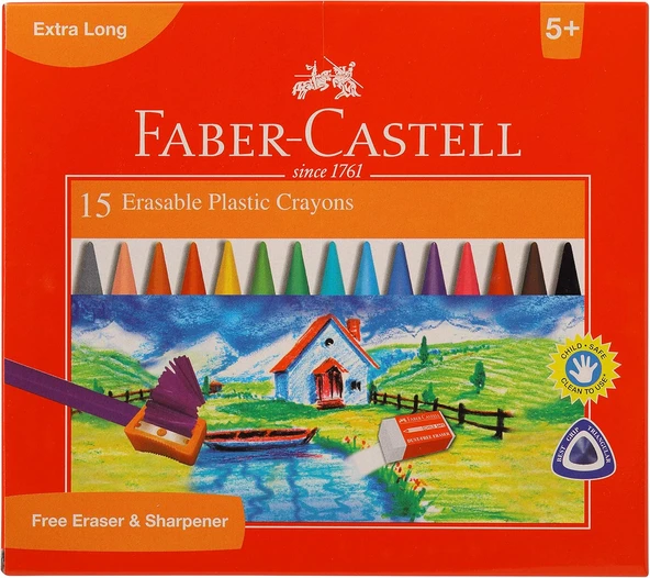 Faber-Castell Silinebilir Mum Boya, 15 Renk ürün görseli 1