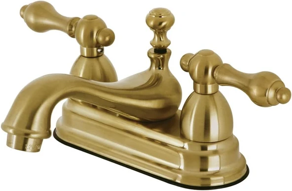 Brass Ks3607Al Restorasyon 4" Centerset Banyo Bataryası, Fırçalanmış Pirinç, 6.38 X 4.5 X 3.06 ürün görseli 1