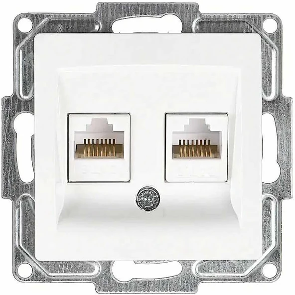 Visage İkili Data Prizi (2 X Rj45 Cat6), Beyaz (Mekanizma + Tuşkapak) ürün görseli 1
