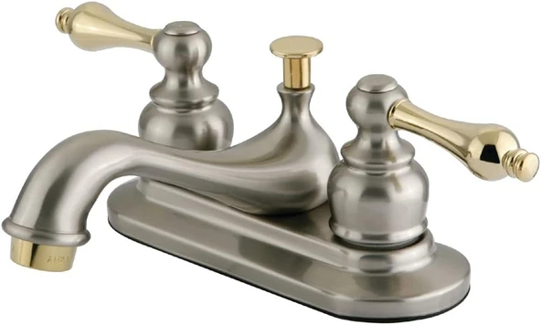 Brass Kb609Al Restorasyon 4 İnç Centerset Lavabo Bataryası, Fırçalanmış Nikel Parlak Pirinç ürün görseli 1