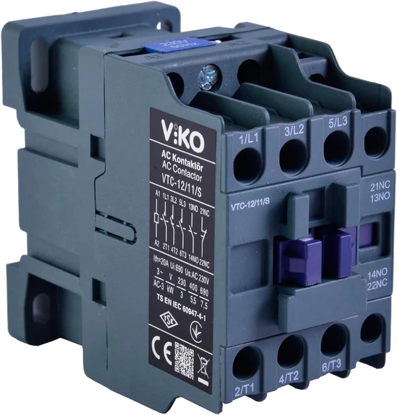 Vtc-12/11/S Kontaktör 12A 1No+1Nc 230V Bobinli ürün görseli 1