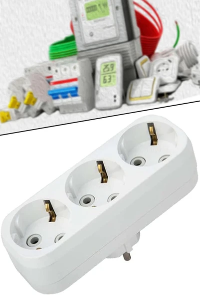 Mobee Fetih 104-03 3 Lü Topraklı Golyat Grup Fiş-Priz (Lale Model) 1410 ürün görseli 1