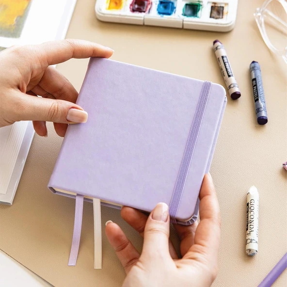 12X12 Cm Sert Kapak 80 Yaprak 140 Gr. Eskiz Defteri - Sketch Book - Lila ürün görseli 1