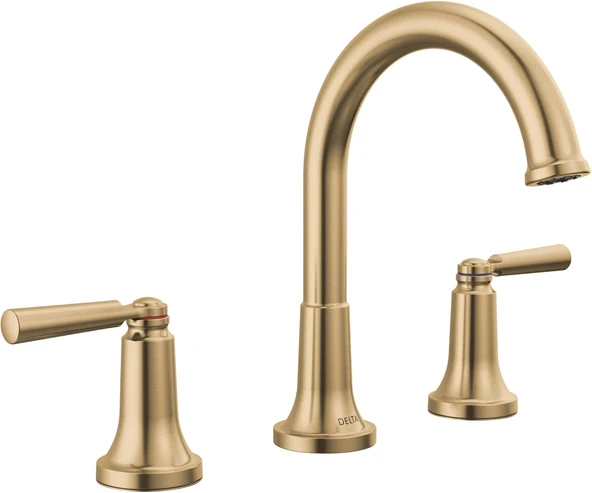 Musluk Saylor Altın Yaygın Banyo Bataryası 3 Delikli, Altın Banyo Bataryaları, Elmas Conta Teknolojili Banyo Lavabo Bataryası, Metal Tahliye Montajı, Şampanya Bronz 3535-Czmpu-Dst ürün görseli 1
