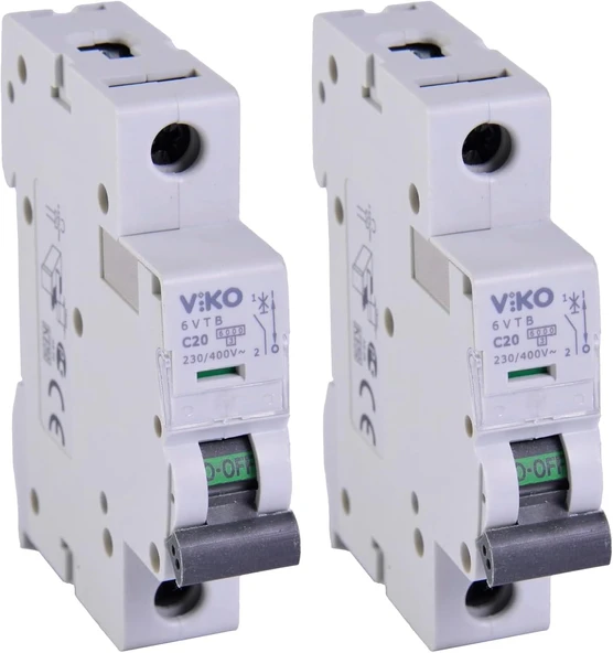 6Vtb-1C20 Otomatik Sigorta 6Ka C Tipi 1 Kutup 20A (2 Paketi) ürün görseli 1
