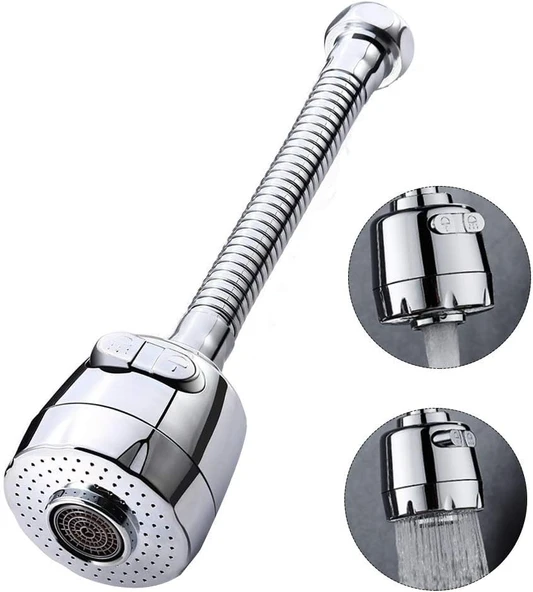 Kyrotech Hortumlu 360° Dönebilen 3 Kademeli Tasarruflu Musluk Başlığı – Paslanmaz Mutfak, Banyo Lavabo Için Su Tasarrufu Sağlayan Krom Kaplama Başlık, Abs Malzeme, Ofis Ev Uyumu, Kolay Montajlı ürün görseli 1