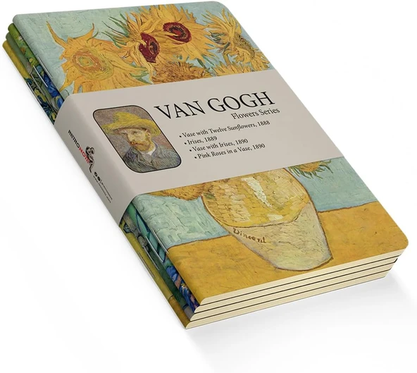 Retronote Van Gogh 4'Lü Defter Seti 3, Flowers Series, Çizgisiz, 64 Sayfa, 10.5X14Cm ürün görseli 1