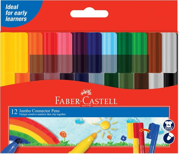 Faber-Castell Eğlenceli Keçeli Kalem,12'Li, 12 Renk ürün görseli 1