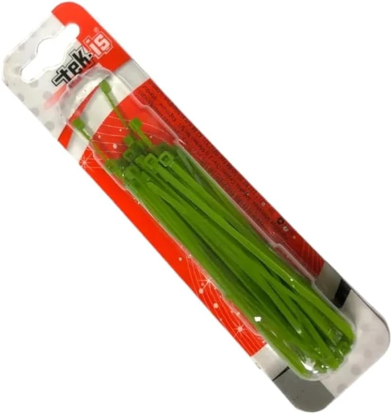 Tek-İş Yeşil Plastik Kablo Bağı Seti | 100Mm X 2.5Mm | 50 Adet | Dayanıklı Cırt Kelepçe | Kablo Düzenleyici Sabitleyici ürün görseli 1