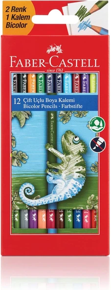 Faber-Castell Yerli Çift Uçlu Boya Kalemi (12 Kalem) 24 Renk (Fsc) ürün görseli 1