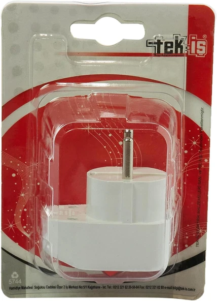 Tek-İş 524098 Fişs Erkek Topraklı Anahtarlı, Beyaz ürün görseli 1
