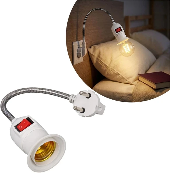 Prizden E27 Duya Dönüştürücü 26Cm Spiralli Anahtarlı Duy ürün görseli 1