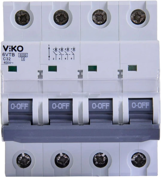 6Vtb-4C32 Otomatik Sigorta 6Ka C Tipi 4 Kutup 32A ürün görseli 1