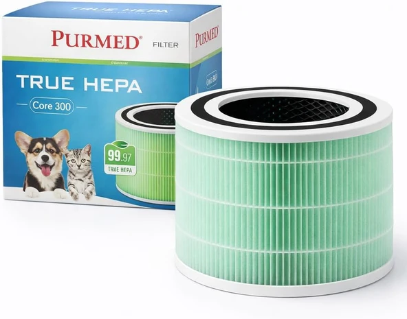 Purmed Levoit Core 300, Core 300S Air Purifier Uyumlu Hepa + Karbon Filtre - (Yeşil) ürün görseli 1