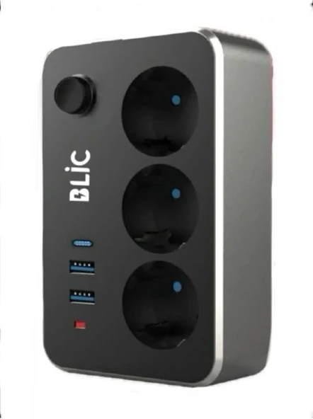 Çoklayıcı 3Lü Priz 2 Usb 1 Type-C 2 Metre Kablo Anahtarlı Termal Akım Korumalı Priz ürün görseli 1