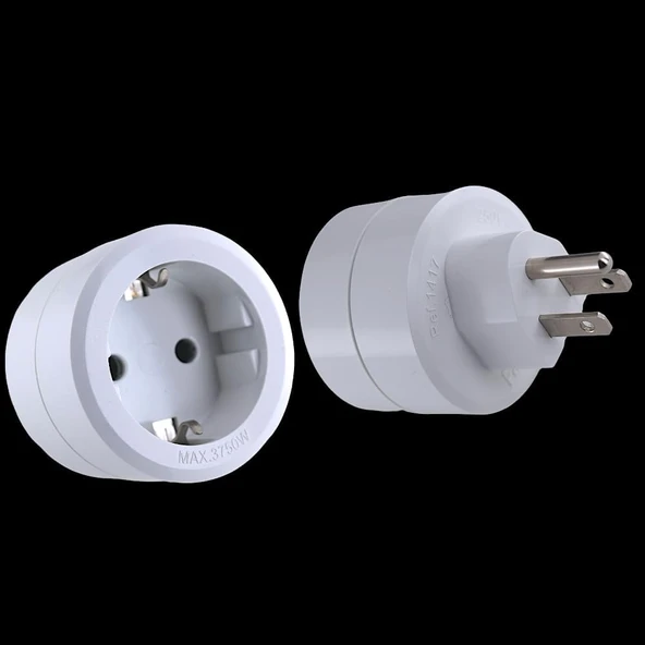 Tek-Iş Amerikan Tip Fişe Çevirici Seyahat Adaptörü - Beyaz, 16 A, 100 - 250 V, C/E/F (Türkiye) - B (Amerika) Fişi ürün görseli 1