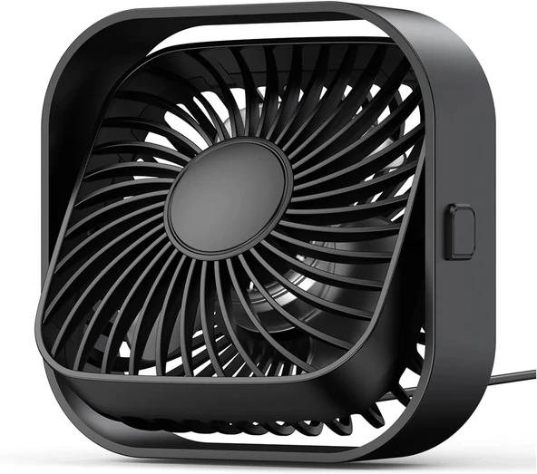 Warmco K51 Masaüstü Vantilatör 3 Kademeli 360° Döner Başlıklı Usb Kablolu Soğutucu Fan Siyah ürün görseli 1