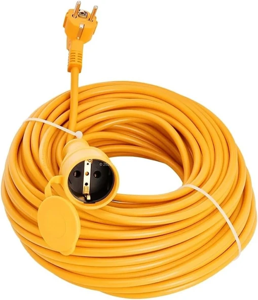 Seyyar Uzatma Kablosu, Erkek Dişi Fiş Kaplinli, Kapaklı Prizli, 3X2.5 Mm, Kalın Kablo, Bahçe, Şantiye, Atölye Dış Mekan Kullanımına Uygun, Güvenli Güç Bağlantı Kablosu (10 Metre) ürün görseli 1